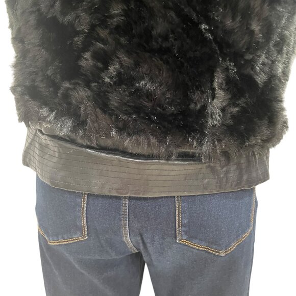 Chic Black Furry M Vest Zip-Up Winter Cozy Hippie Boho Chic Versatile Plush Warm - Picture 8 of 11
